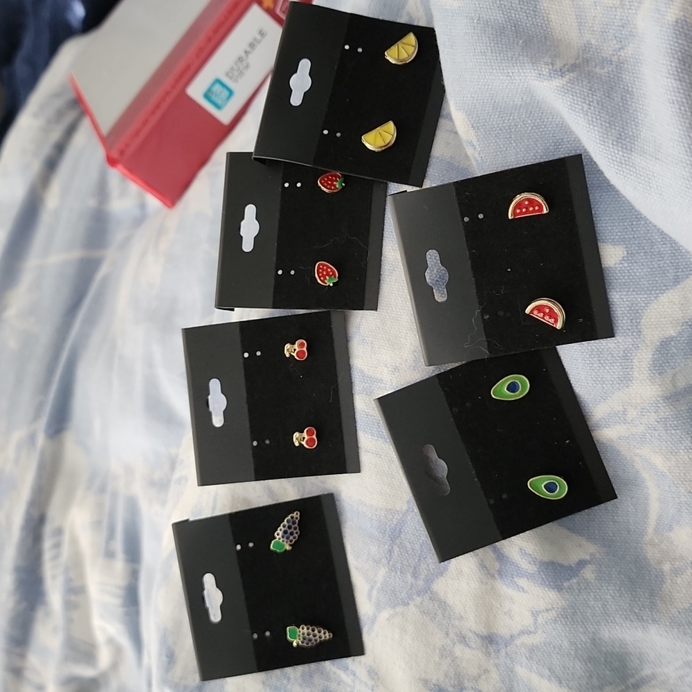 6 pairs of fruit earrings
